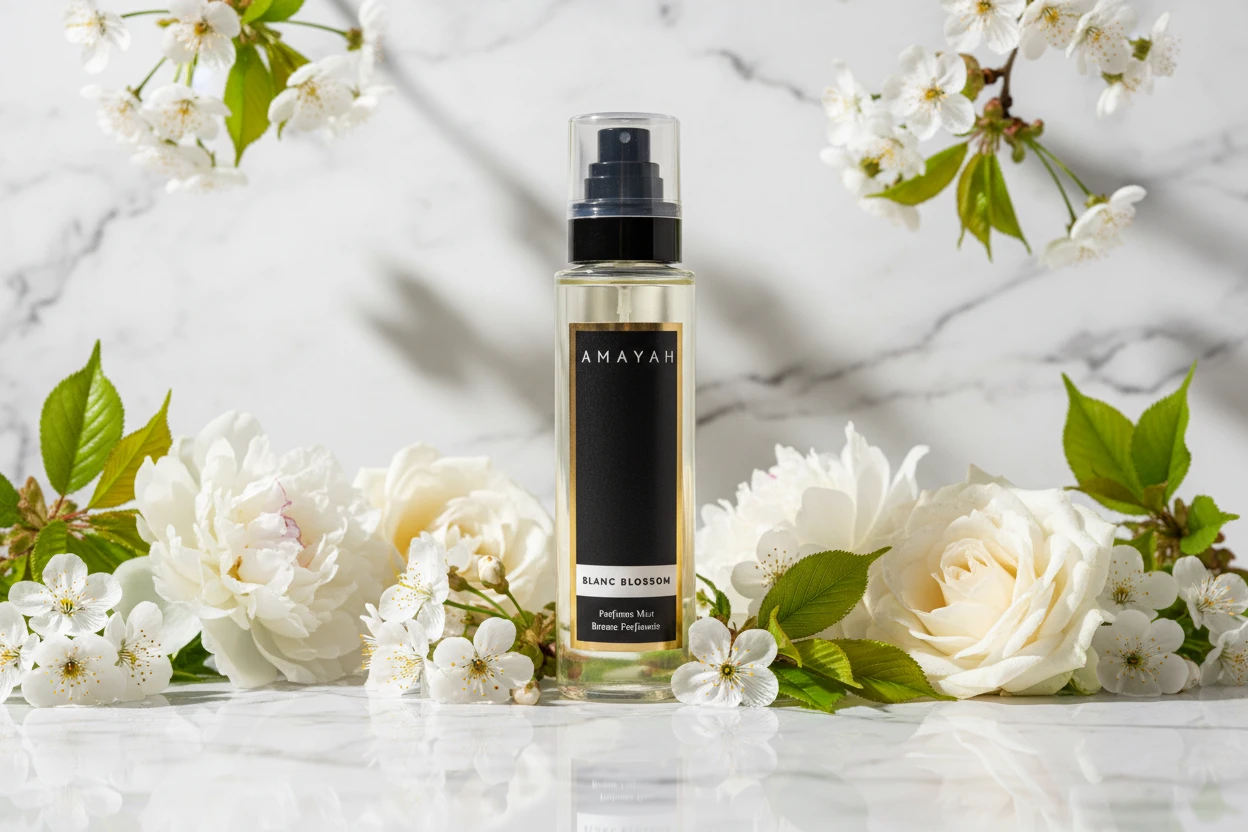 عطر الجسم "بلانك بلوسم" برائحة الزهور البيضاء، مسك، حمضيات