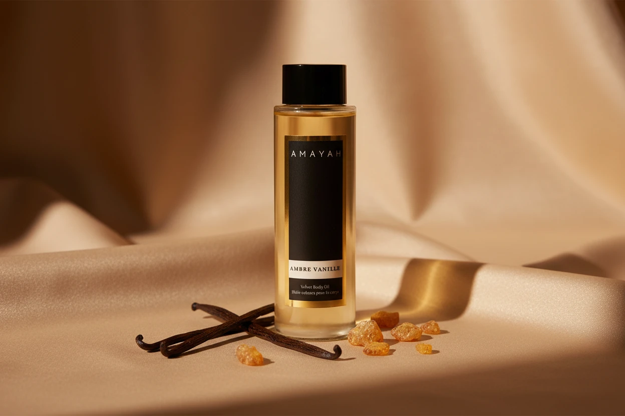 زيت الجسم المخملي  "امبري فانيل" برائحة عمبر، فنيلا و مسك